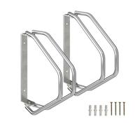 Relaxdays Portabici da Muro, 2 Supporti per Biciclette, Parcheggio Bici, Acciaio, Girevole 180°, 32,5x9x29,5 cm, Argento