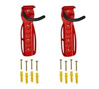 Relaxdays Portabici da Muro, Set da 2 Ganci da Parete per Bici, Regge Max. 25 kg, per Garage, Supporto Verticale, Rosso, Ferro