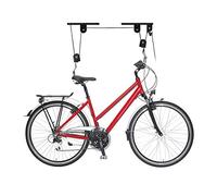 Relaxdays Portabici da Soffitto Fino a 20 kg, Appendi Bicicletta a Carrucola, Garage e Cantina, Ganci di Supporto, Nero Unisex Adulto, 1 Pezzo