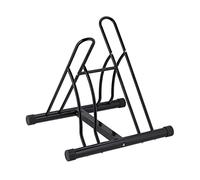 Relaxdays Portabici da Terra, Supporto per 2 Biciclette, E-Bike, Parcheggio Ruote Fino 60 mm, da Garage e Cantina, Nero, Acciaio, 57 x 60 x 54.5 cm