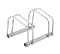 Relaxdays Portabici da Terra, Supporto per 2 Biciclette, E-Bike, Parcheggio Ruote Fino 60 mm, 26,5x40,5x33 cm, Argentato, Acciaio