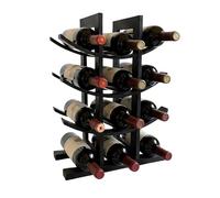 Relaxdays Portabottiglie, 12 bottiglie, bambù, H x L x P 41 x 30 x 14,5 cm, per vino rosso e bianco, nero