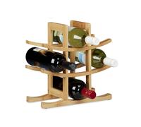Relaxdays Portabottiglie da Terra per 9 Bottiglie, Cantina in Bambù HxLxP 30x30x