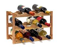 Relaxdays Portabottiglie di Vino, Cantinetta in Legno di Noce, 3 Ripiani,12 Bottiglie, Naturale, Marrone, 42x21x28 cm