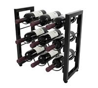 Relaxdays Portabottiglie in Metallo, 9 posti, da Tavolo, Cucina e Bar, Nero, 36x35x17 cm