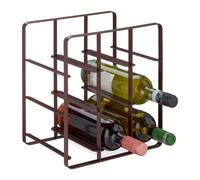 Relaxdays Cantinetta per 9 Bottiglie, Scaffale Portabottiglie in Ferro Verniciato a Polvere, 30 x 27,5 x 20 cm, Marrone