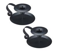 Portacandele Manico Set 2 Candelieri Vintage Supporti Candele 6 x 13 x 10,5 cm