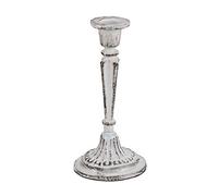 Relaxdays Portacandele, in Design Vintage, per Candele Lunghe, Shabby Chic, Antico, Dimensioni HxD 19 x 9 cm, Bianco