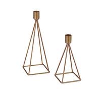 Relaxdays Portacandele Moderno, Set da 2 in Varie Misure, per Candele Lunghe, Candelabro Singolo H: 24 e 17 cm, Rame, Ferro, 24 x 9 x 9 cm