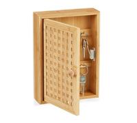 Relaxdays Cassetta Portachiavi da Muro, in bambù, 8 Ganci, Stile Rustico, Appendichiavi, 27 x 19 x 7,5 cm, Naturale