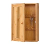 Portachiavi Relaxdays, bambù, 8 Ganci, Modello A, H x L x P: 27 x 19,5 x 6 cm, Ingresso, da Parete, Naturale