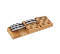 Relaxdays Portacoltelli Cassetto, Ceppo Orizzontale per 9 Coltelli Organizer Cucina in Bambù, 5,5 x 13 x 40 cm, Naturale