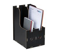 Relaxdays Portadocumenti, 2 Scomparti Documenti DIN A4, 32x18,5x24 cm, Organizer, Portariviste Ufficio e Scuola, Nero, Fibra di Legno