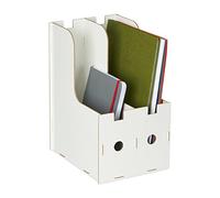 Relaxdays Portadocumenti, 2 Scomparti Documenti DIN A4, 32x18,5x24 cm, Organizer, Portariviste Ufficio e Scuola, Bianco, Fibra di Legno