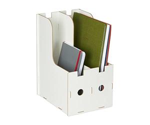 Relaxdays Portadocumenti, 2 Scomparti Documenti DIN A4, 32x18,5x24 cm, Organizer, Portariviste Ufficio e Scuola, Bianco, Fibra di Legno