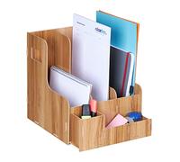 Relaxdays Portadocumenti 3 Cassetti Documenti DIN A4 27x24x31,5 cm Desk Organizer Portariviste Ufficio e Scuola, Marrone, Fibra di Legno