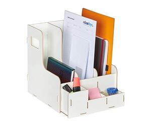 Relaxdays Portadocumenti, 3 Cassetti Documenti DIN A4 27x24x31,5 cm Desk Organizer Portariviste Ufficio e Scuola, Bianco, Fibra di Legno