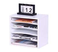 Relaxdays Portadocumenti, 5 Scomparti, HLP: 33 x 35,5 x 25 cm, Organizer da scrivania in PB, Moderno, Bianco, 100% Fibra di Legno, 33 x 35.5 x 25 cm