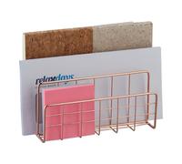 Relaxdays Portalettere da Scrivania, Portadocumenti, 3 Scomparti, Design a Rete, 14 x 17,5 x 8 cm, in Ferro, Oro Rosato