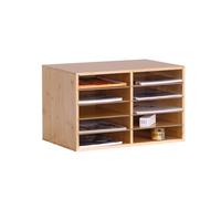 Relaxdays Portadocumenti in bambù, DIN A4, 10 Scomparti, Ufficio, Home Office, HBT: 31x49x31 cm, Organizer scrivania