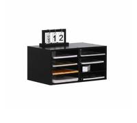 Relaxdays Portadocumenti in bambù, DIN A4, 8 Scomparti, Ufficio, Home Office, HBT 25x49x31 cm, Organizer, Nero