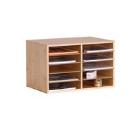 Relaxdays Portadocumenti in bambù, DIN A4, 10 Scomparti, Ufficio, Home Office, HBT: 31x49x31 cm, Organizer scrivania