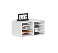 Relaxdays Portadocumenti in bambù, DIN A4, 8 Scomparti, Ufficio e Home Office, 25x49x31 cm, Organizer scrivania Bianco