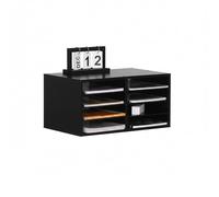 Relaxdays Portadocumenti in bambù, DIN A4, 8 Scomparti, Ufficio, Home Office, HBT 25x49x31 cm, Organizer, Nero