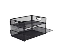Portadocumenti Relaxdays, in Metallo, 3 Scomparti, per Ufficio e Home Office, 20,5x32,5x23,5 cm, Organizer, Nero