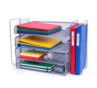 Relaxdays Portadocumenti in Metallo A4, 4 Scomparti, 2 portariviste, 30x49,5x24,5 cm, Organizer