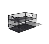 Portadocumenti Relaxdays, in Metallo, 3 Scomparti, per Ufficio e Home Office, 20,5x32,5x23,5 cm, Organizer, Nero