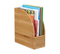 Relaxdays Portadocumenti verticale XL bambù perforato Organizer per scrivania 30,5x26,5x12 cm