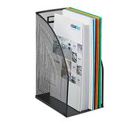 Relaxdays Portadocumenti Verticale in Metallo, Formato A4, Extra Large, Mesh, Ufficio, 30,5x26,5x12 cm, Nero, Acciaio, 1 pz
