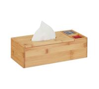 Relaxdays Portafazzoletti in bambù con Coperchio, Bagno & Ufficio, Moderno, per Salviettine, 9x30,5x14,5, Naturale