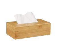 Relaxdays Portafazzoletti in bambù, HLP: 8,5 x 27,5 x 15,5 cm, Dispenser per Salviette per Cosmesi, Legno Naturale