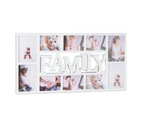 Relaxdays 10021854_49 Cornice per 10 Foto Family, Portafoto Multiplo da Parete, HLP: 36,5 x 72 x 2 cm, Bianco