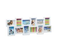 Relaxdays Cornice per 12 foto, porta-fotografie multiplo XL collage multifoto da appendere, a più foto, bianco