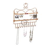 Relaxdays Portagioie da Parete, per Collane, Orecchini e Bracciali, Bronzo | Design Vintage con Cuore, HLP 30x36,5x3,5cm