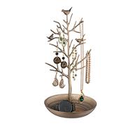 Relaxdays Portagioie, Stand Portagioielli, Forma d'Albero, in Metallo, HxLxP: 30x16x15 cm, Organizer per Bijoux, Dorato