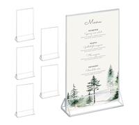 Relaxdays Portamenu da Tavolo, DIN A5, Set 6 Segnaposto Acrilico, Porta Menù Matrimonio, Battesimo, Trasparente Argento, 24,5 x 15,5 x 5,5 cm