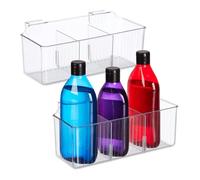 Relaxdays Portaoggetti da Appendere, Set da 2 Organizer Sospesi, 3 Scomparti, Box Sopra Anta, Plastica, Trasparente