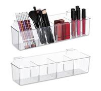 Relaxdays Portaoggetti da Appendere, Set da 2 Organizer Sospesi, 4 Scomparti, Box sopra Anta, Plastica, Trasparente