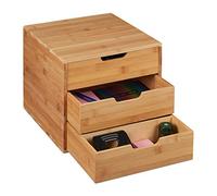 relaxdays Schreibtisch Bambus 3 Fächer Portaoggetti da Scrivania, 26x30x31 cm, Cassettiera con 3 Tiretti, Organizer per Ufficio & Studio, Naturale, 1 pz