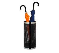 Relaxdays Portaombrelli, Cesta Verticale Rotondo, Vaschetta per Raccogli-Acqua, Design Moderno in Metallo, 50,5x23, nero