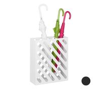 Relaxdays Portaombrelli XL, Supporto Rettangolare per Ombrelli e Bastoni, Acciaio, Portatile, 15cm., Bianco