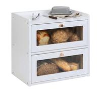 Relaxdays Portapane bambù 2 ripiani con finestra