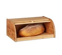 Relaxdays Portapane con Coperchio a Serranda, 16,5 x 40 x 27,5 cm, Cassetta per il Pane Salva Aroma in Legno, Naturale