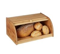 Relaxdays Portapane in bambù con coperchio a serrandina, naturale | HLP: 16,5x40x27,5 cm, panini e prodotti da forno, portapane a serrandina