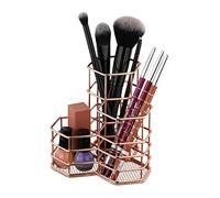 Relaxdays Portapenne da Scrivania, 3 Scomparti Porta Pennelli, Organizer da Ufficio, HLP 12,5 x 12 x 12,5 cm, Ramato, Ferro