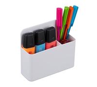 Relaxdays Set di 2 Portapenne Magnetico, Set da 2 Office Desk Organizer, HLP 11,5x12,5x4 cm, Portaoggetti Scrivania Frigo, Bianco